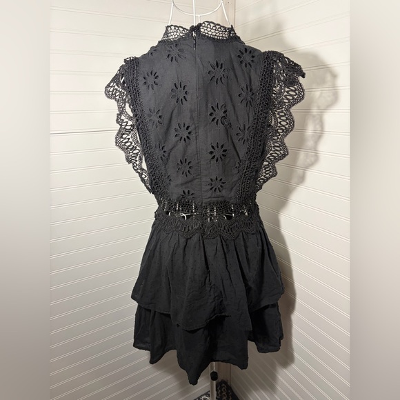 Entro Black Crochet Eyelet Mini Dress - Picture 5 of 7